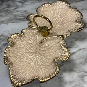 Vintage Boho Pink and Gold Leaf Dish